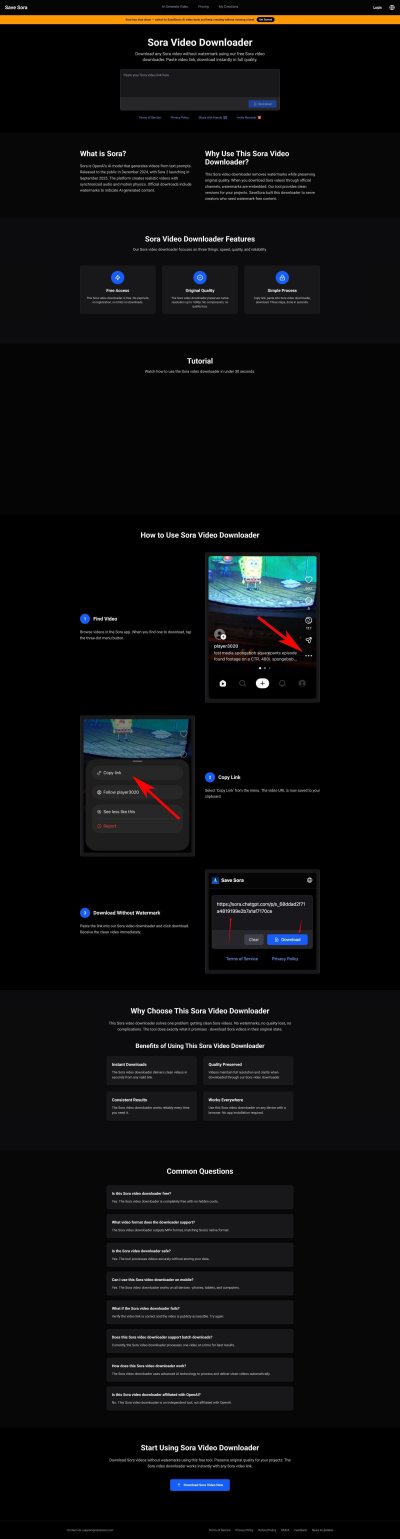 SaveSora: Sora Video Downloader