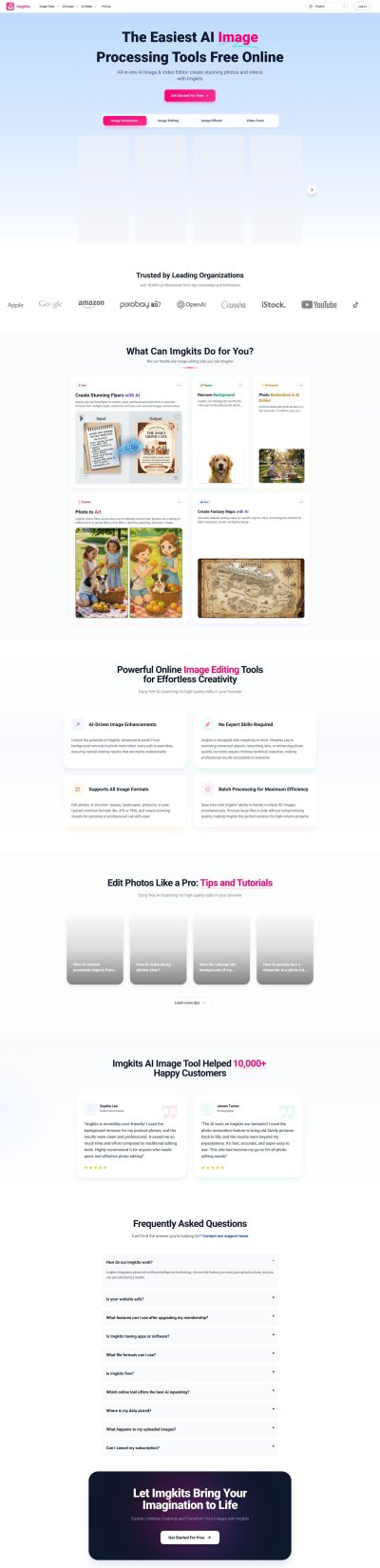 Imgkits - Top AI Image & Video Processing Tools Online