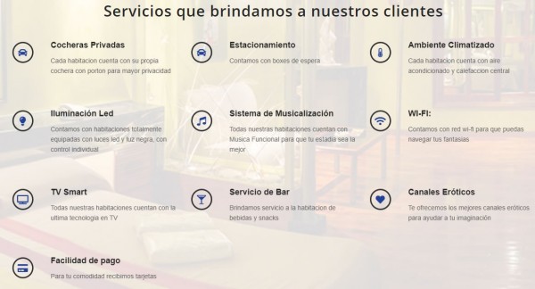 Hotel Ruta: servicios exclusivos con cocheras privadas, estacionamiento, Wi-Fi, TV smart y canales eróticos para una estadía confortable.