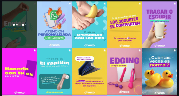 Galería de imágenes promocionales de productos para adultos, con enfoque en juguetes íntimos y consejos.