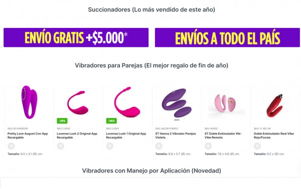 Tienda Sex Córdoba Shop: vibradores recargables y control por app, promociones y envío gratis a todo el país.
